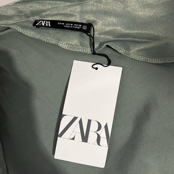 NWT Zara draped Neckline Mid-Green Top Size Medium - Picture 5 of 8